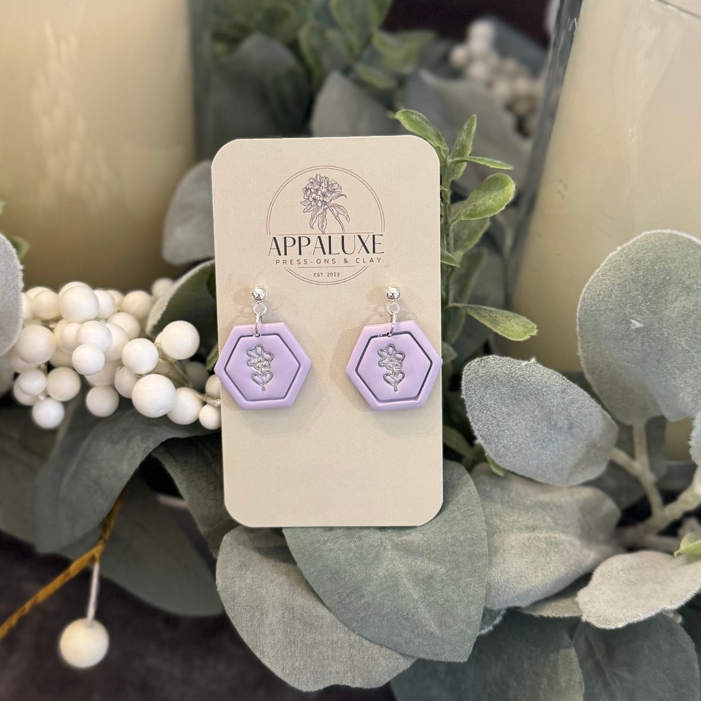 Hexagon Floral Dangles