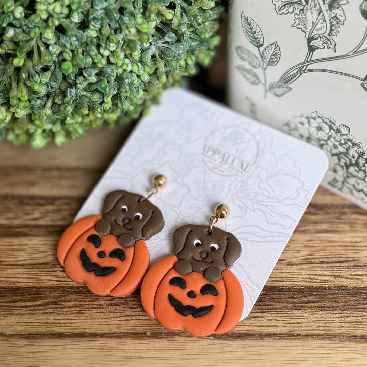 DOG ON JACK O LANTERN- DANGLES