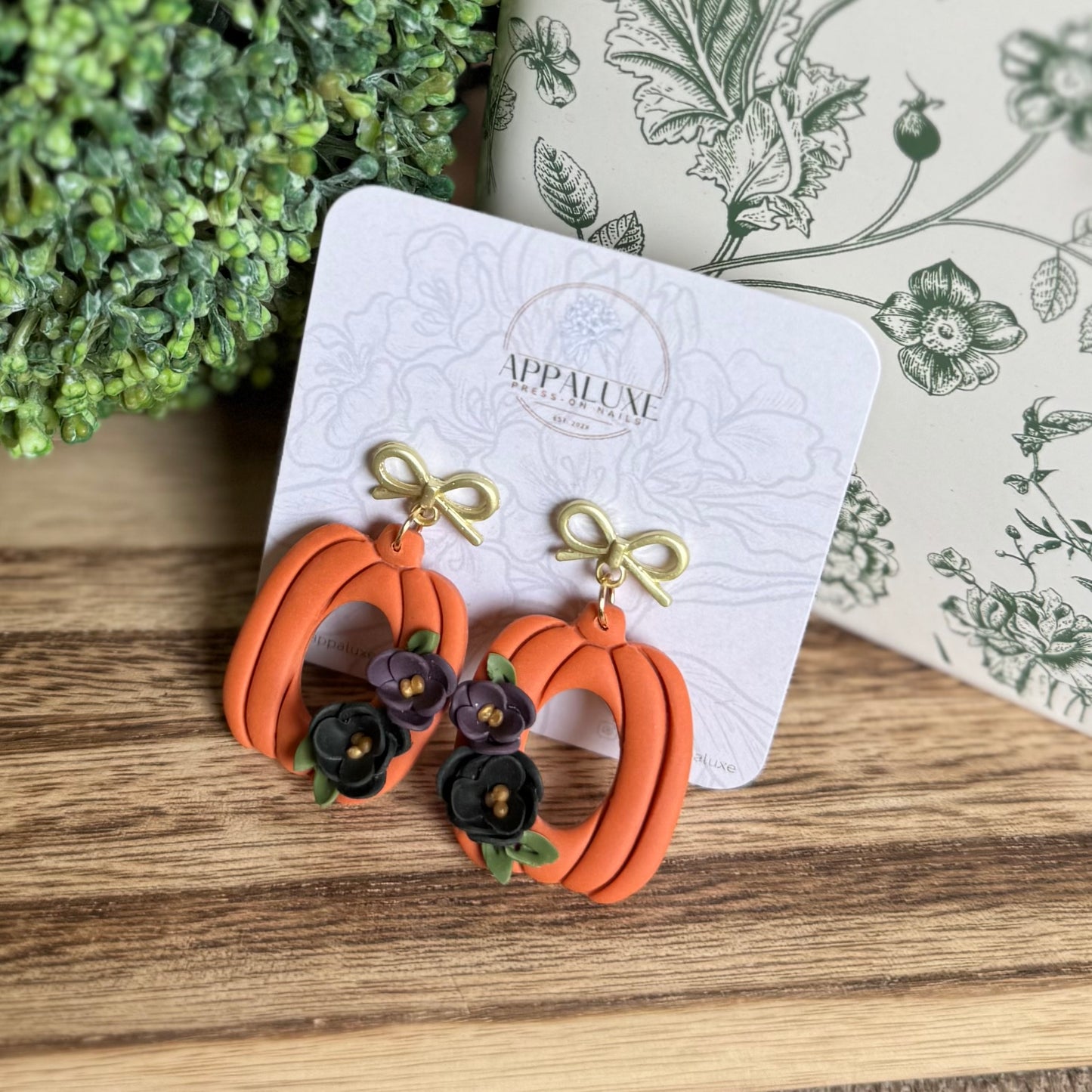 PUMPKIN W/ FLORALS- DANGLES