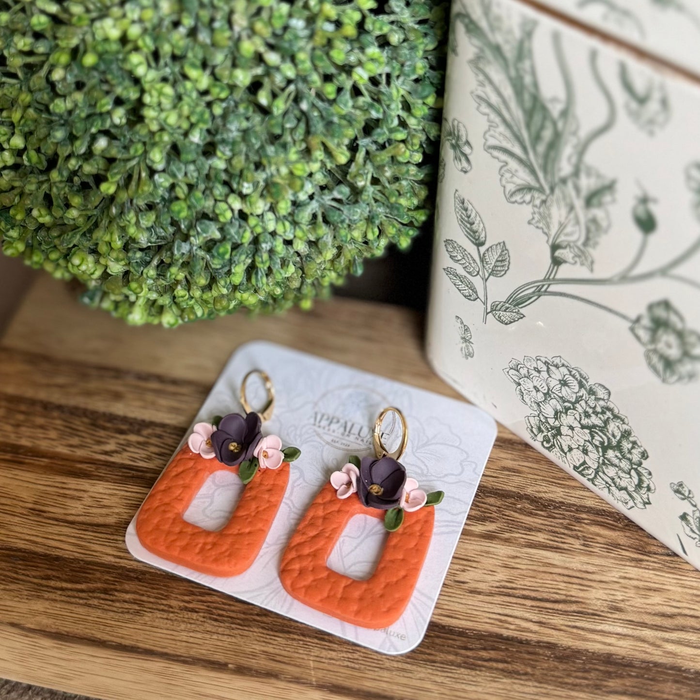 RECTANGLE W/ FLORALS- DANGLE