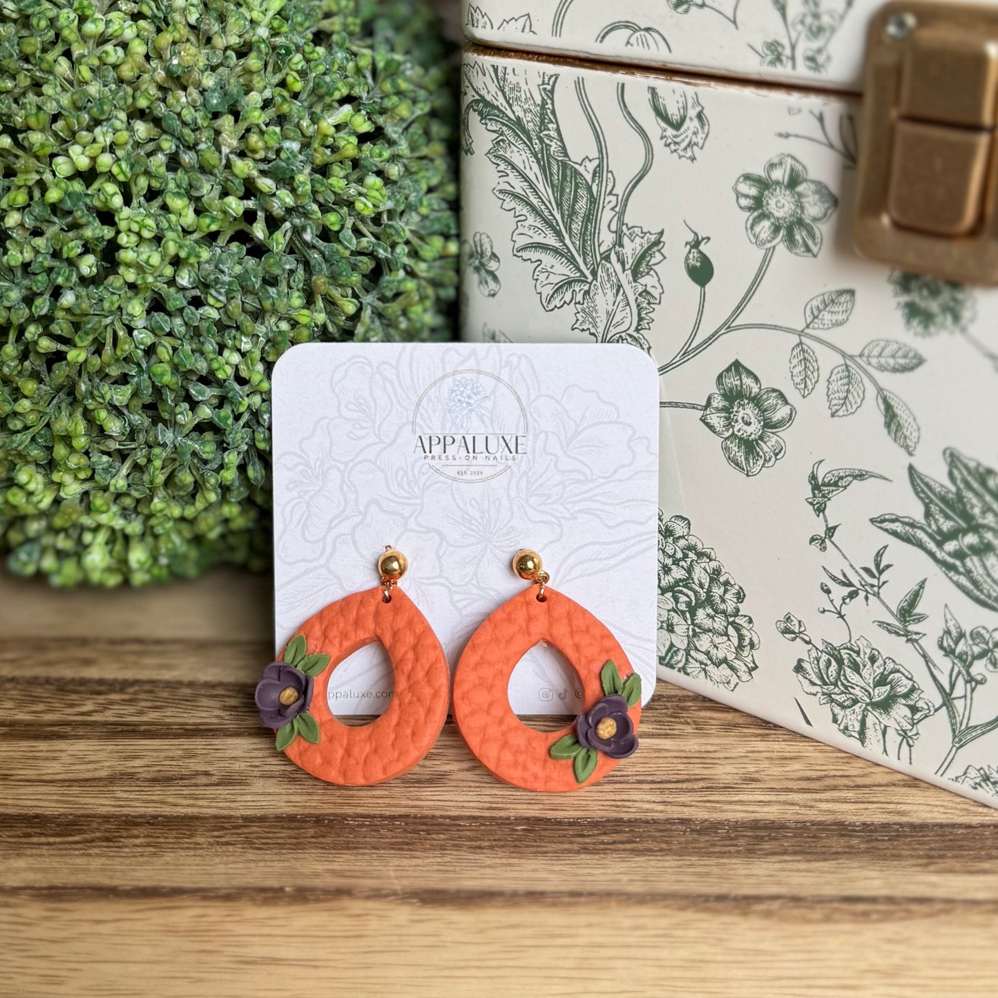 TEARDROP W/ FLORAL- DANGLES