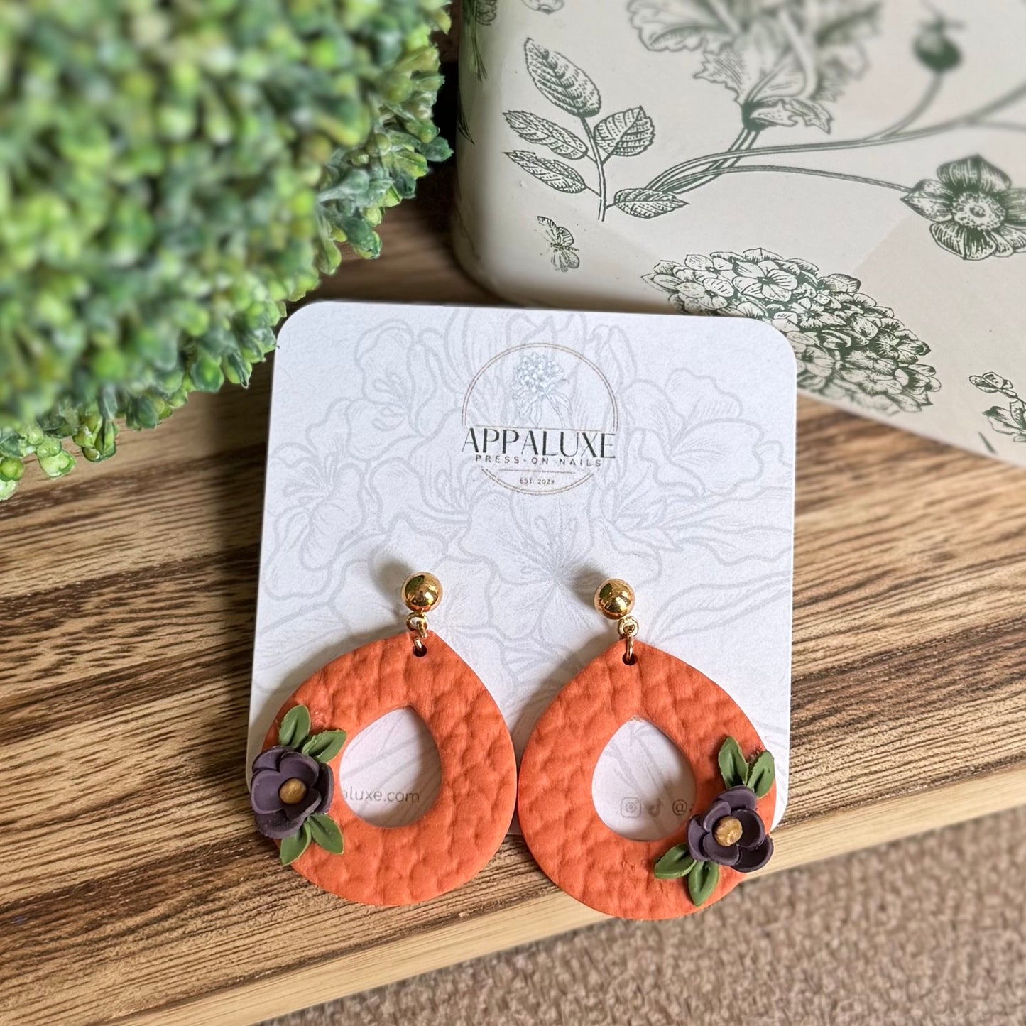 TEARDROP W/ FLORAL- DANGLES