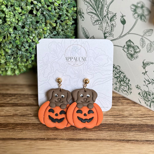 DOG ON JACK O LANTERN- DANGLES