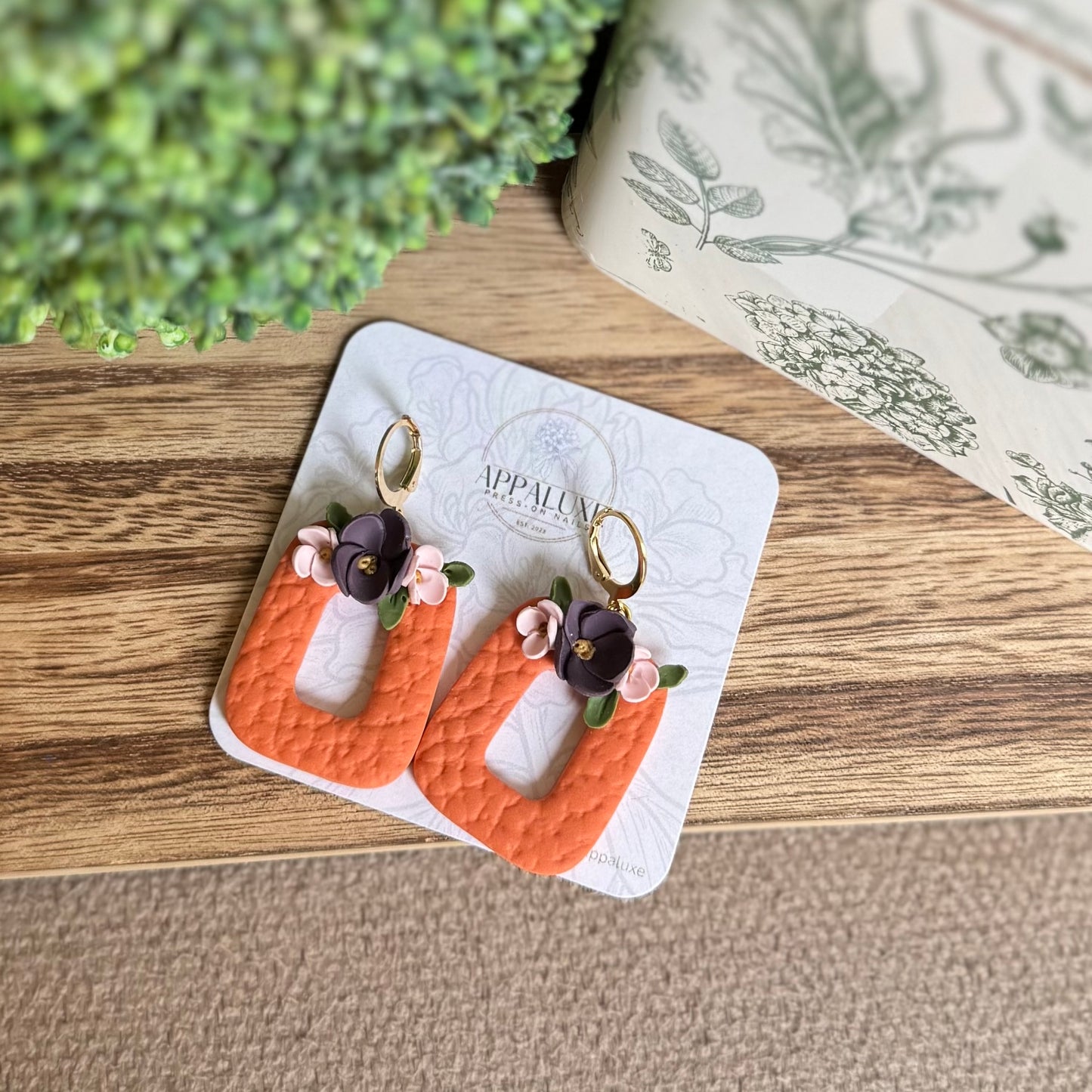 RECTANGLE W/ FLORALS- DANGLE