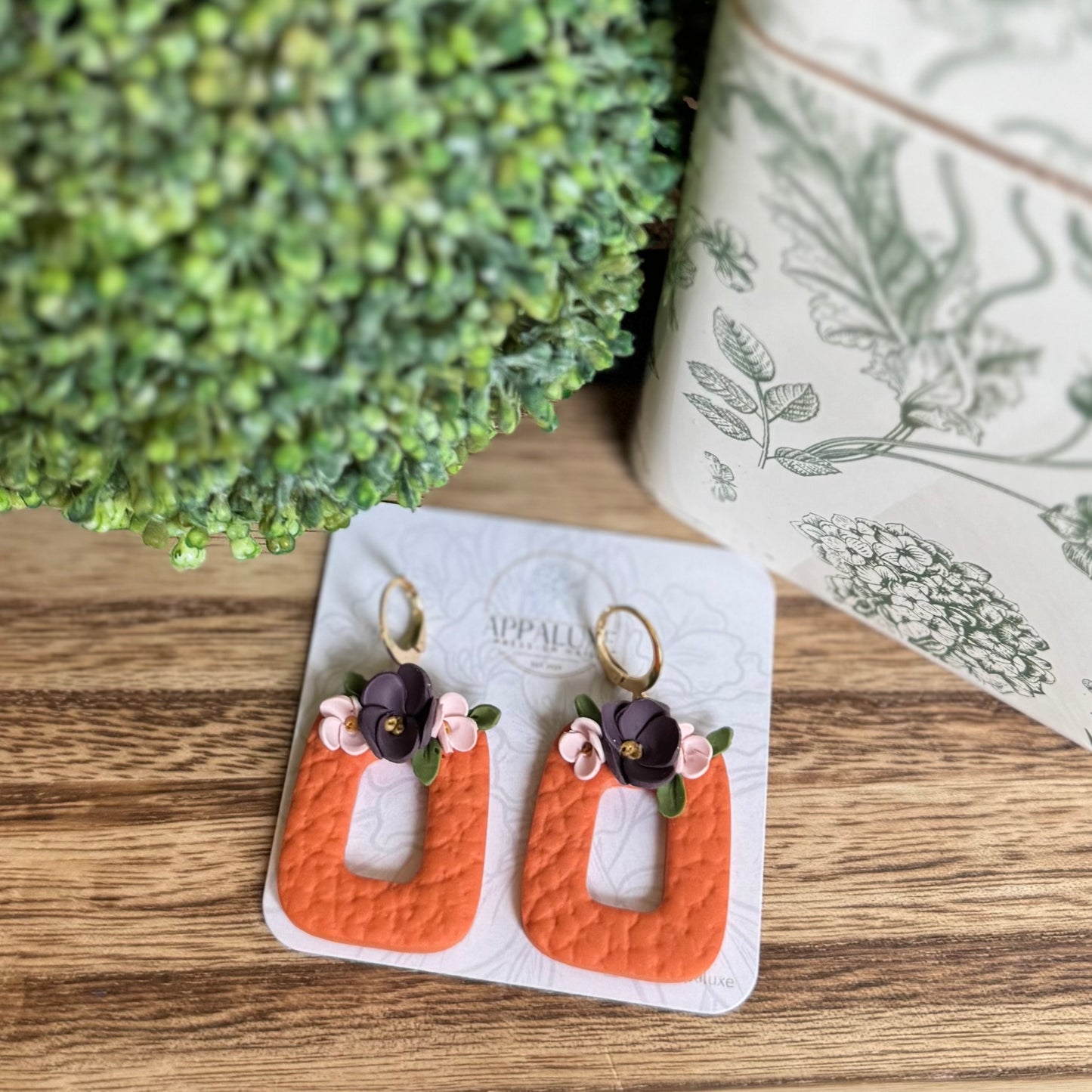 RECTANGLE W/ FLORALS- DANGLE