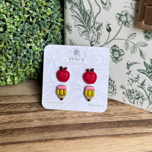 PENCIL & APPLE - STUD PACK