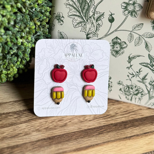 PENCIL & APPLE - STUD PACK